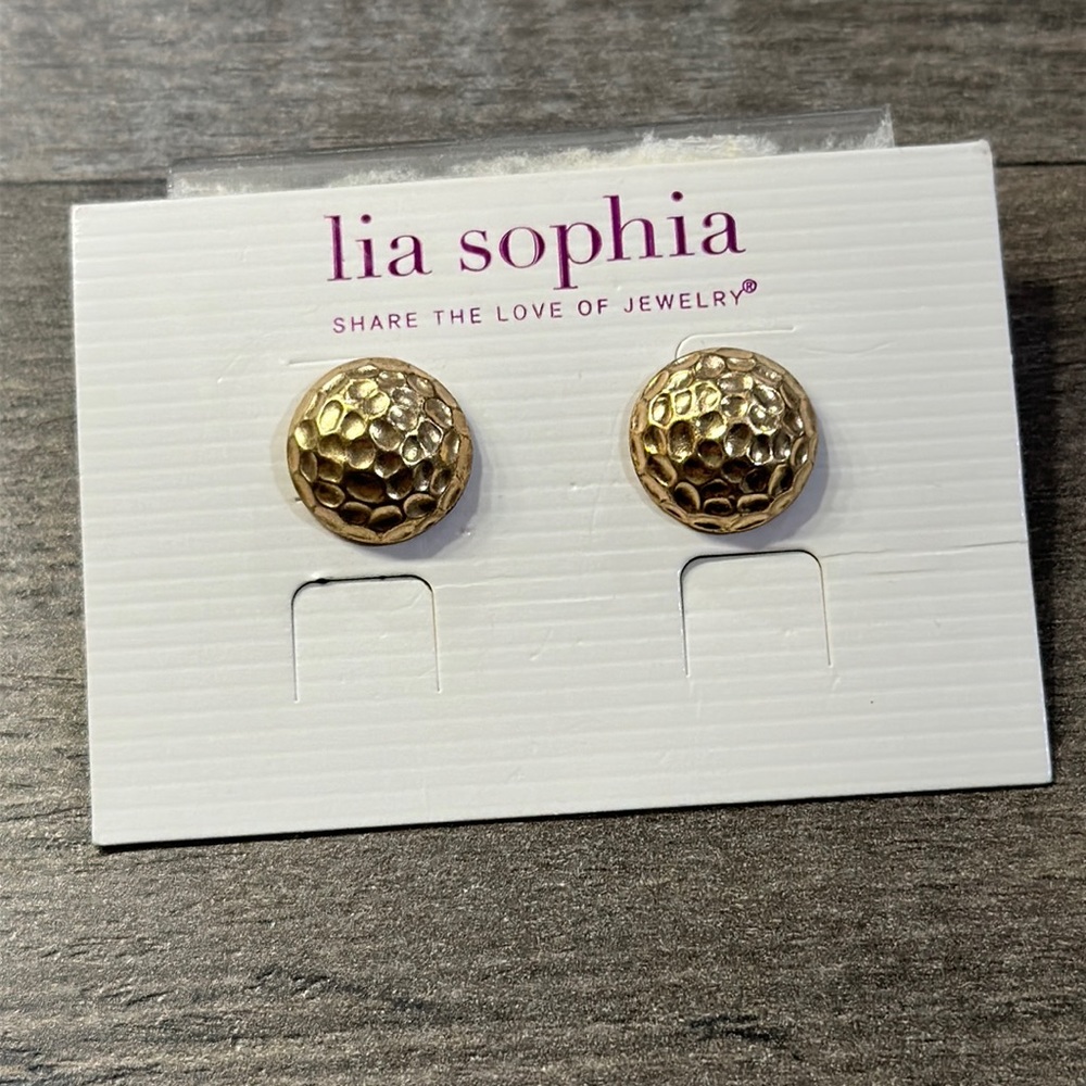 Lia sophia Forged gold earrings